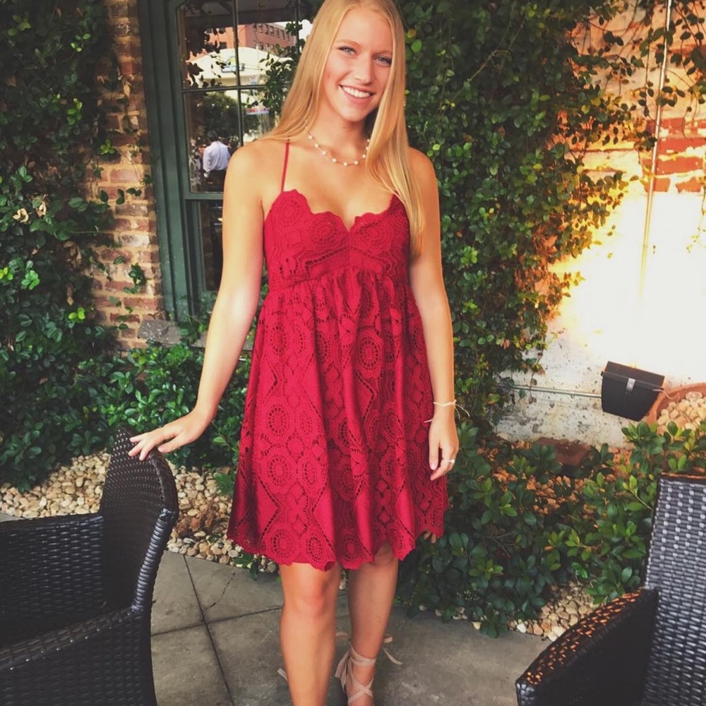 Red lace dress